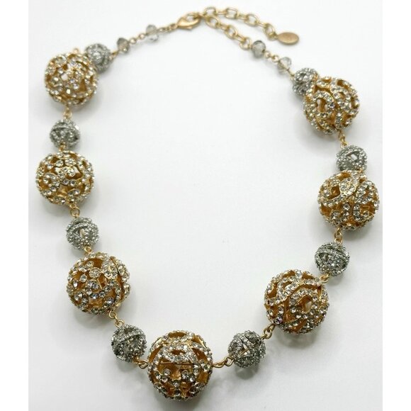 Stunning Brighton Rhinestone Encrusted Balls Beads Necklace 18-21” - Picture 1 of 6